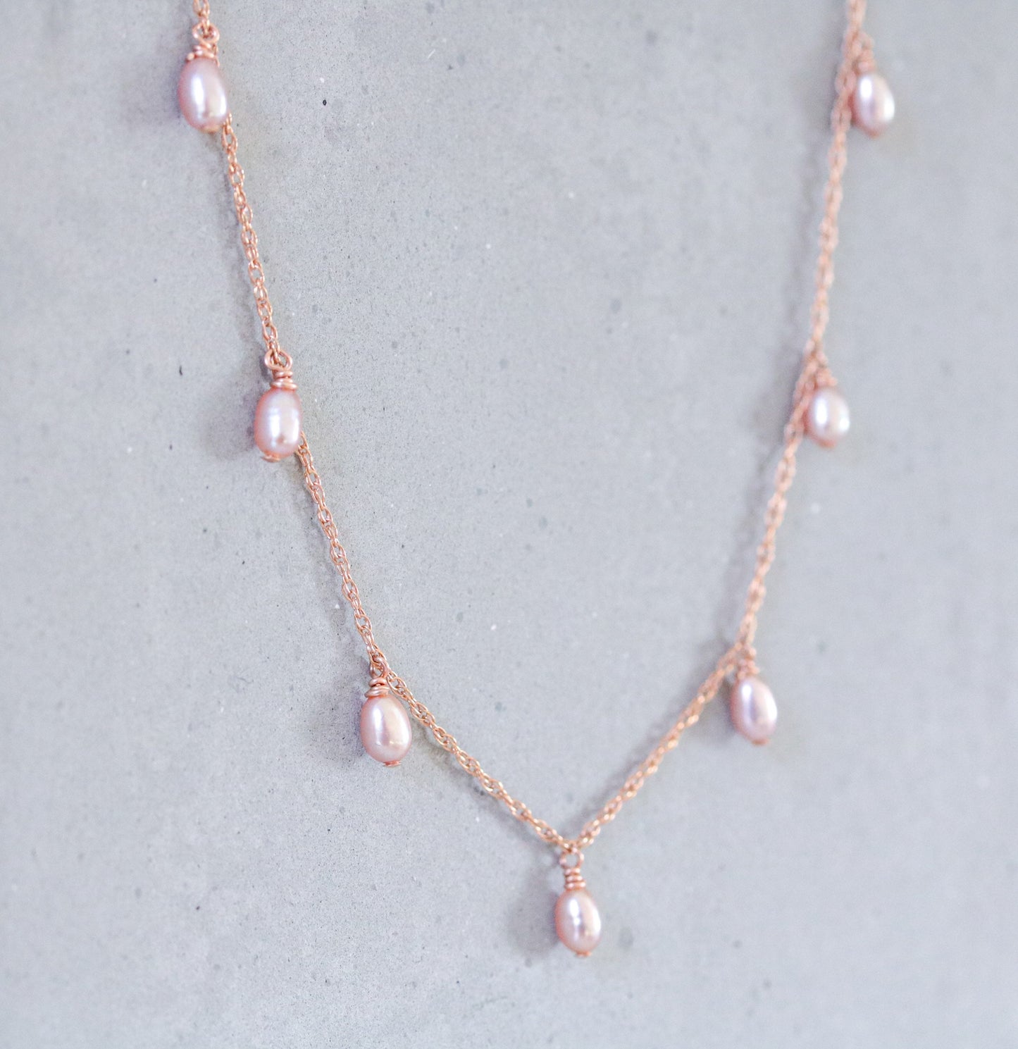 Handmade Rose Gold Freshwater Pearl Choker: Pastel Pink Baroque Necklace