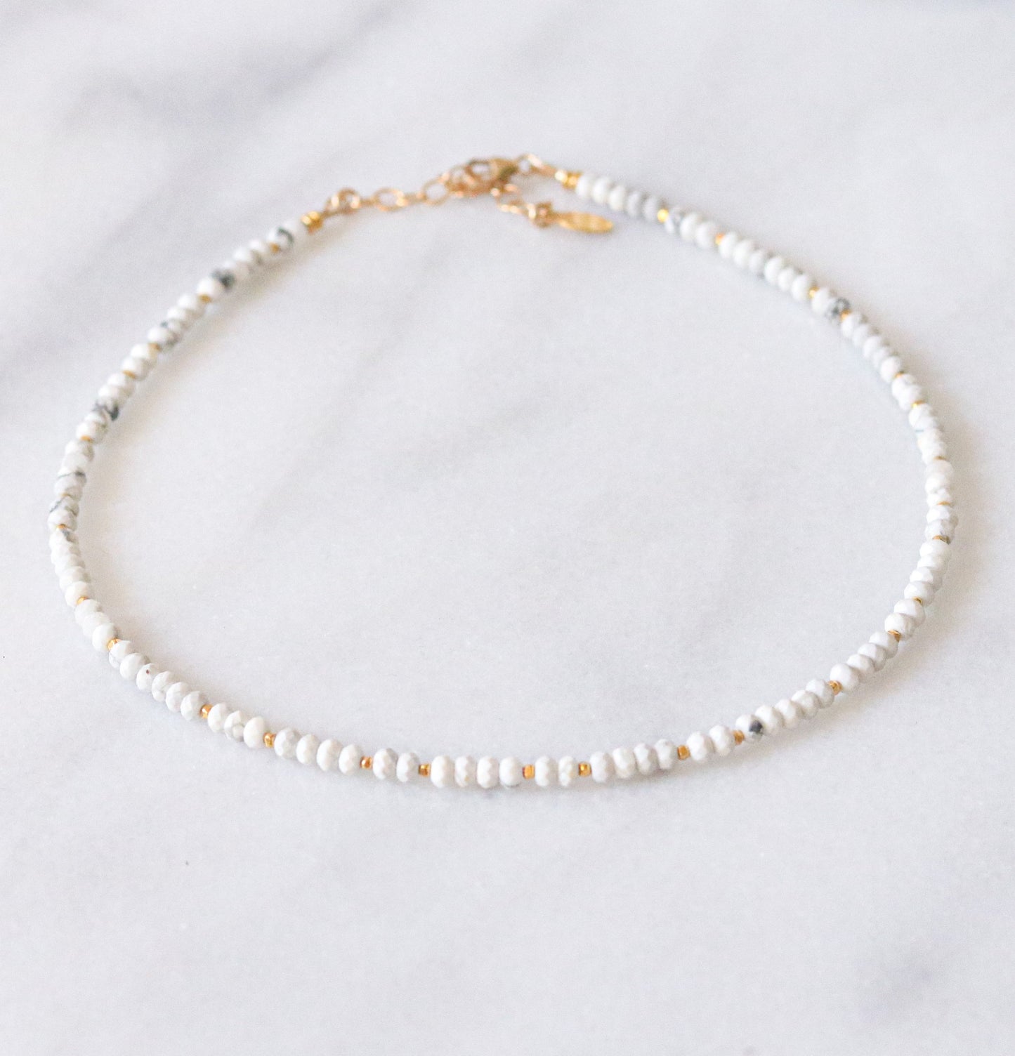 Faceted Howlite Choker: Karen Hill Tribe Gold, Adjustable Necklace