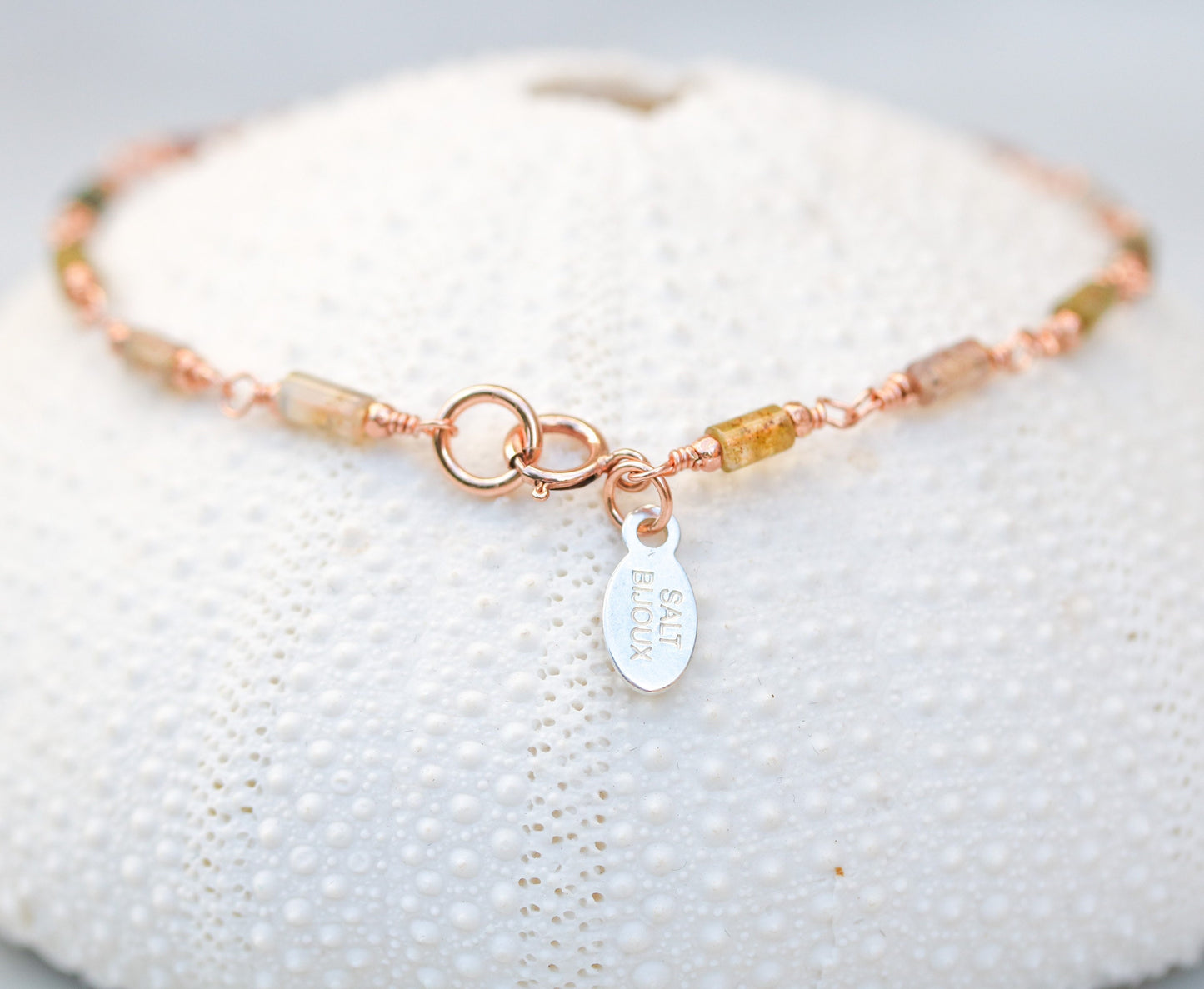 Dainty Indian Agate Bracelet: Rose Gold Filled Chain, Autumnal Shades