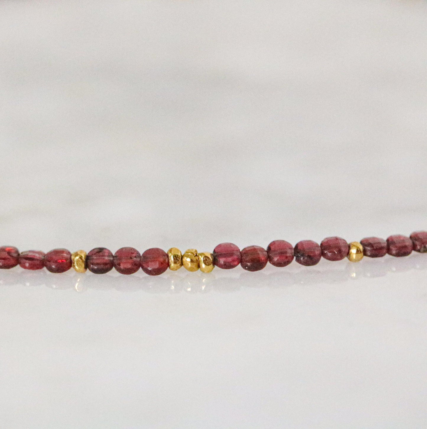 Garnet Choker Necklace: Faceted Coin Beads, Gold Vermeil, January Birthstone