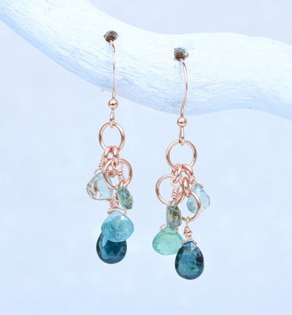 Handmade Rose Gold Filled Tourmaline Teardrop Earrings - October Birthstone