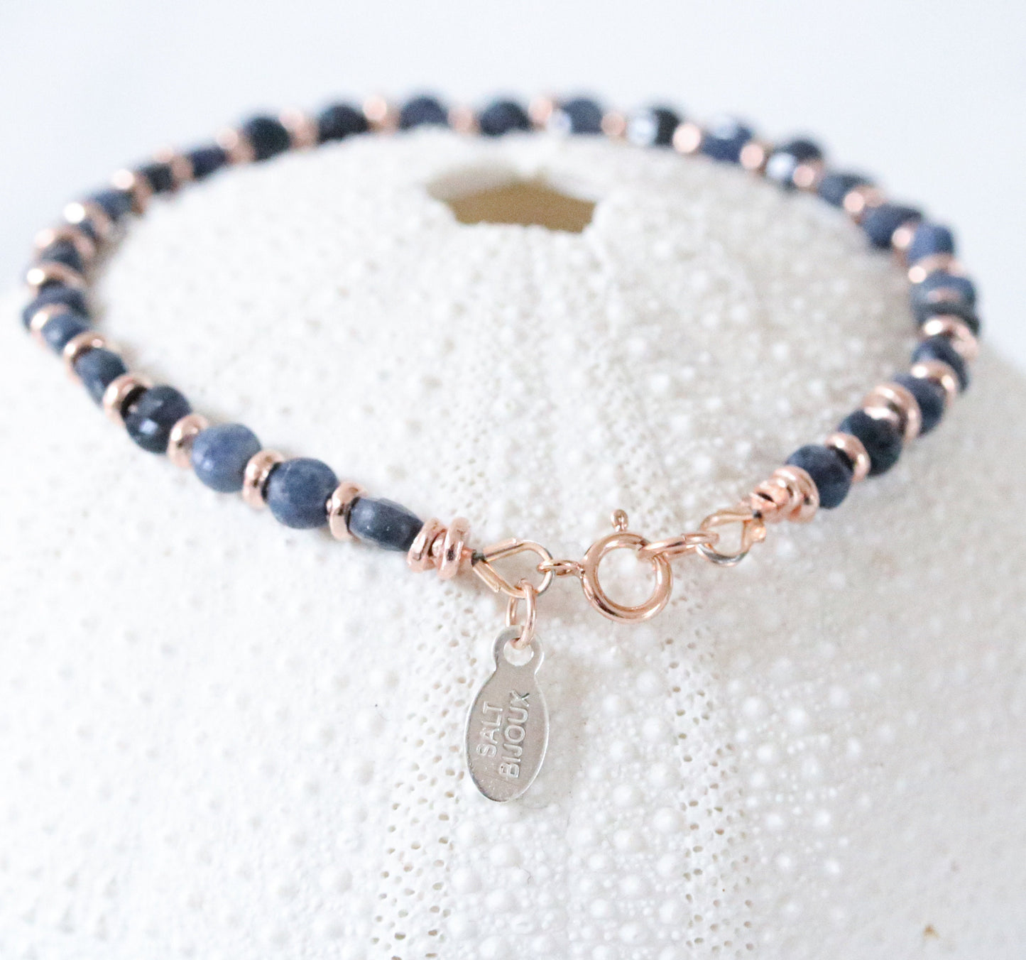 Sapphire Bracelet: Rose Gold Fill, Karen Hill Tribe Silver, September Birthstone
