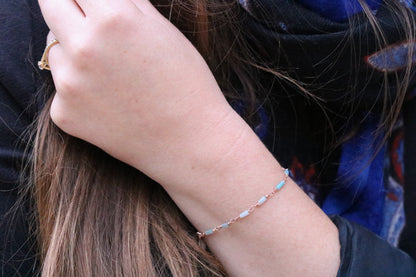 Mint Amazonite Threader Earrings: Rose Gold Chain, Dainty Gemstone Jewelry