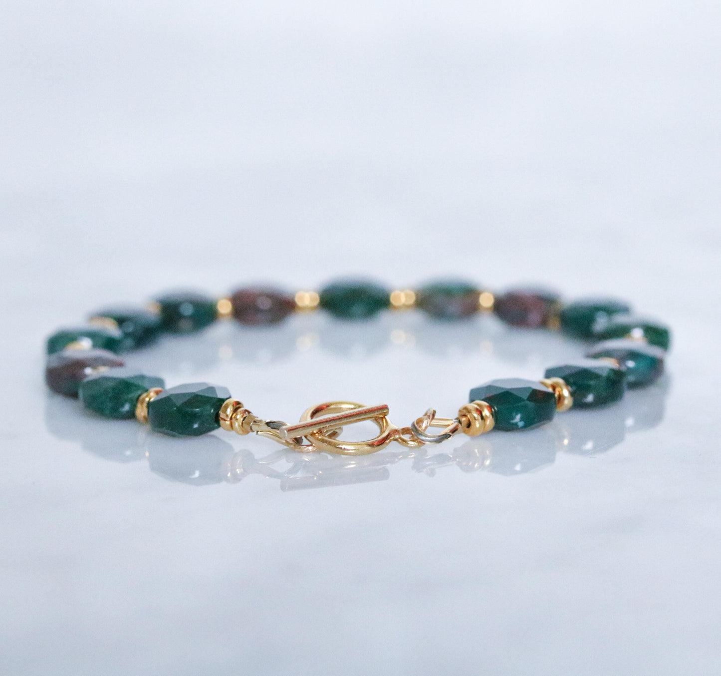 Bloodstone Bracelet: Karen Hill Tribe Gold Fill, Faceted Gemstone