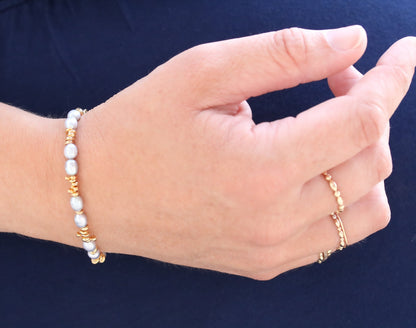 Freshwater Pearl Bracelet: Gold Vermeil Nugget Bead, June Birthstone
