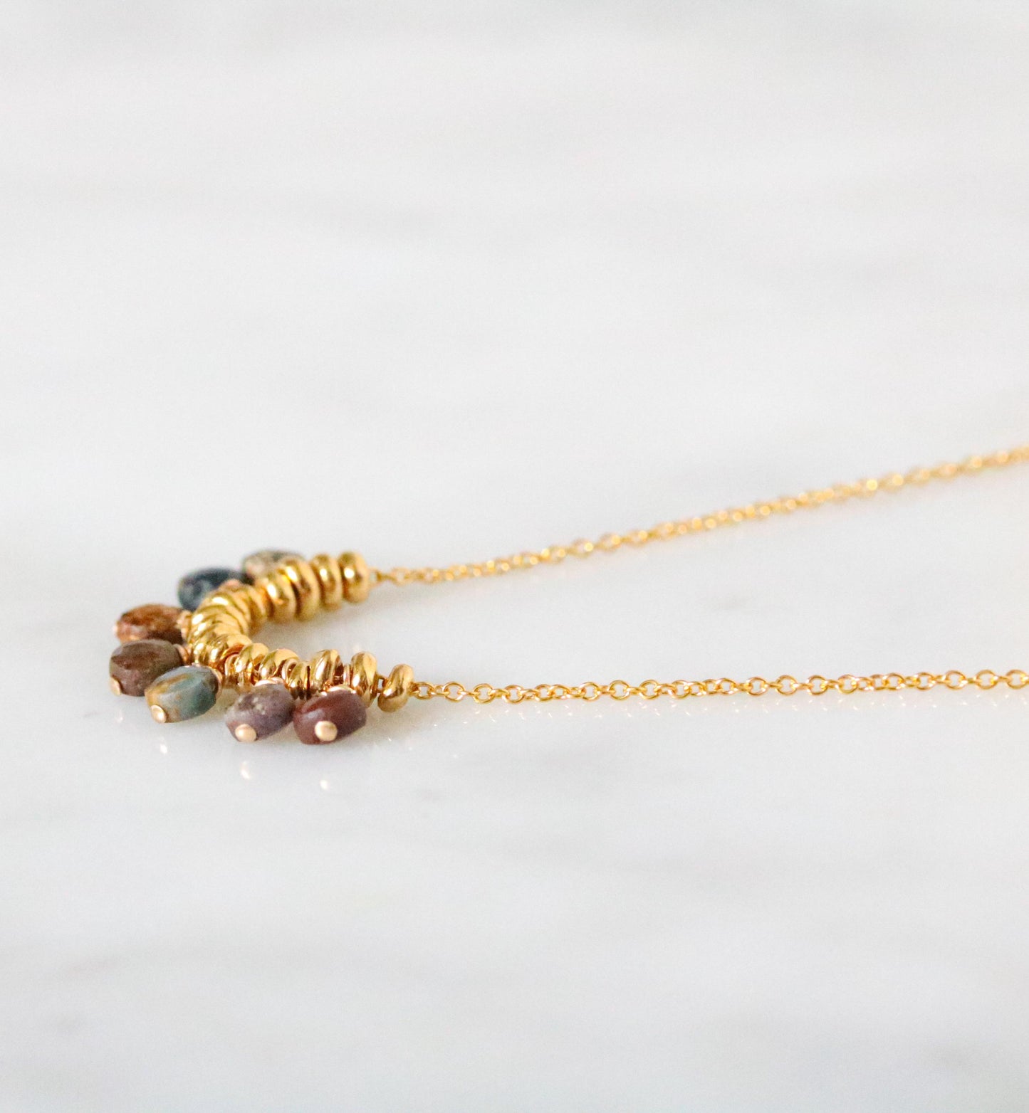 Faceted Pietersite Gemstone Necklace: 14k Gold Filled Charm