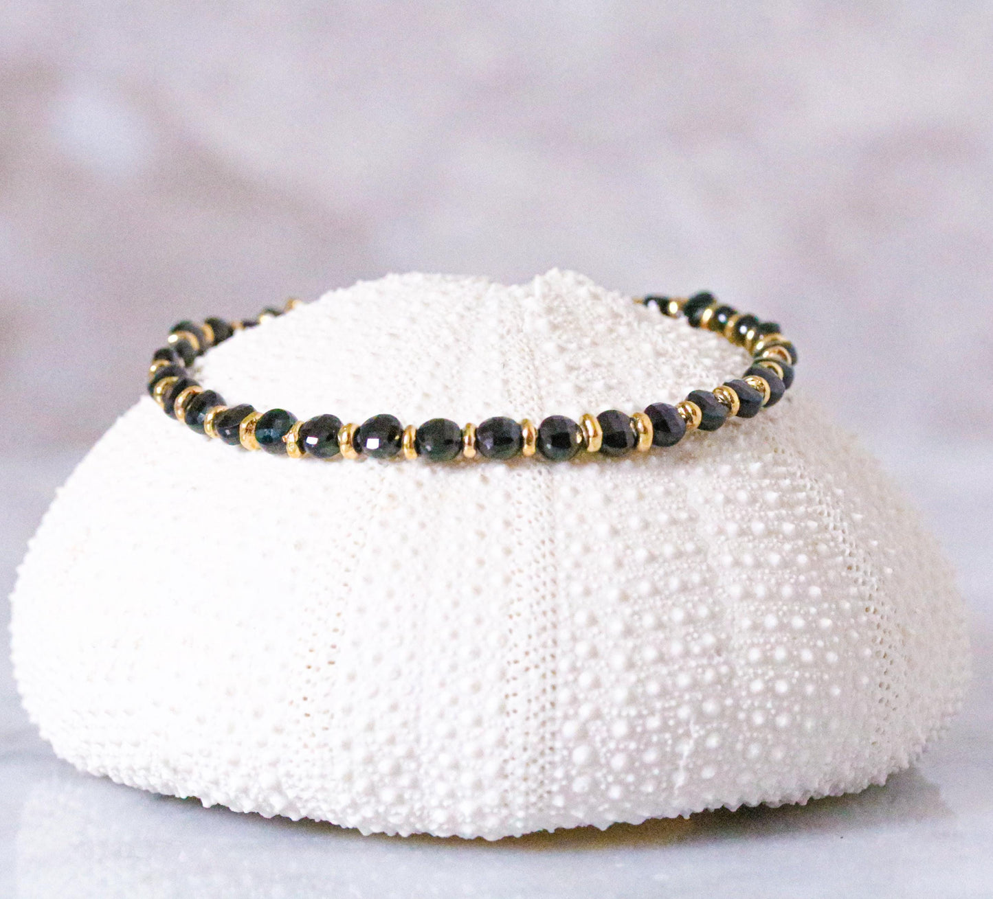 Black Spinel Bracelet: Karen Hill Tribe Gold Vermeil, Gold Fill