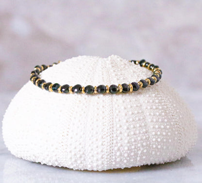 Black Spinel Bracelet: Karen Hill Tribe Gold Vermeil, Gold Fill