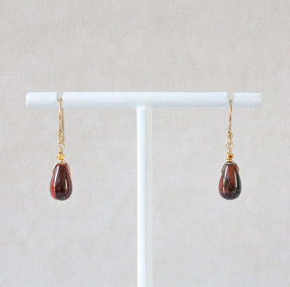 Handmade Bull's Eye Tiger's Eye Drop Earrings: Karen Hill Gold Beads