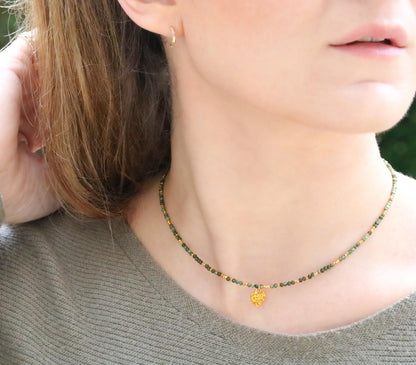 Seraphinite Gemstone Necklace: Karen Hill Tribe Gold Vermeil Heart Pendant