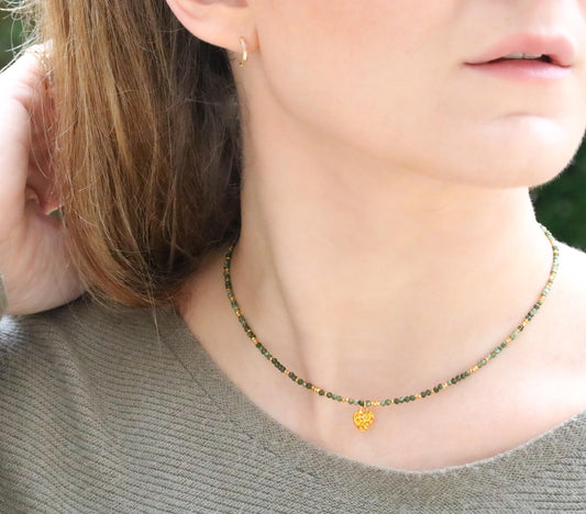 Seraphinite Gemstone Necklace: Karen Hill Tribe Gold Vermeil Heart Pendant