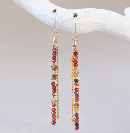 Garnet and Tourmaline Drop Earrings: Gold Vermeil Karen Hill Tribe Beads