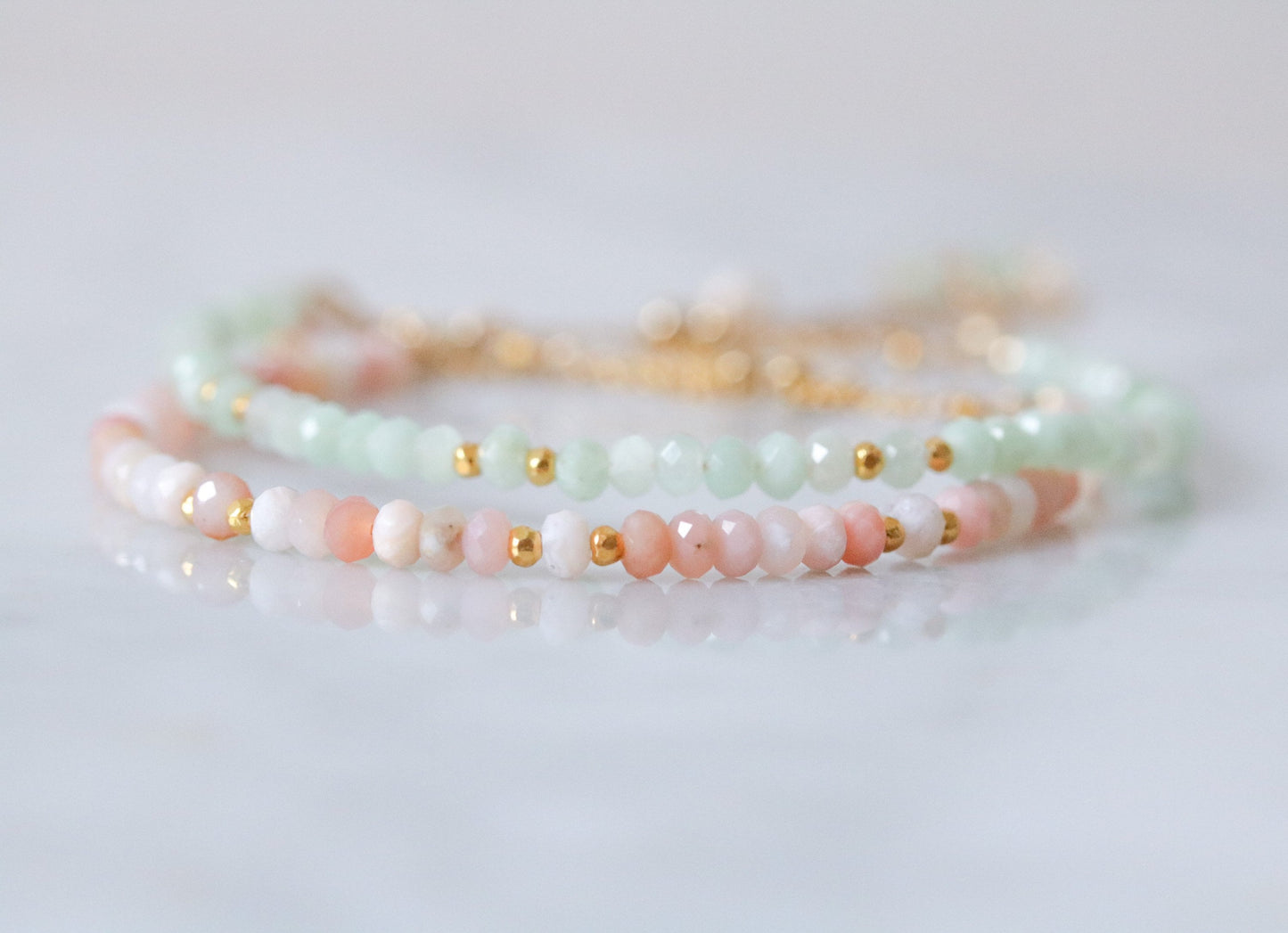 Pink Opal Gold BraceletValentines Day Gift IdeaMothers Day