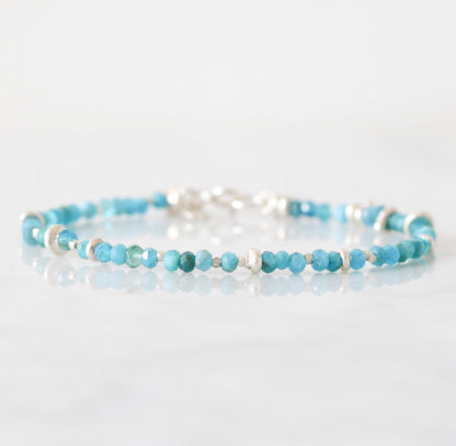 Handmade Apatite Bracelet: Karen Hill Tribe Silver, Sterling Silver Clasp