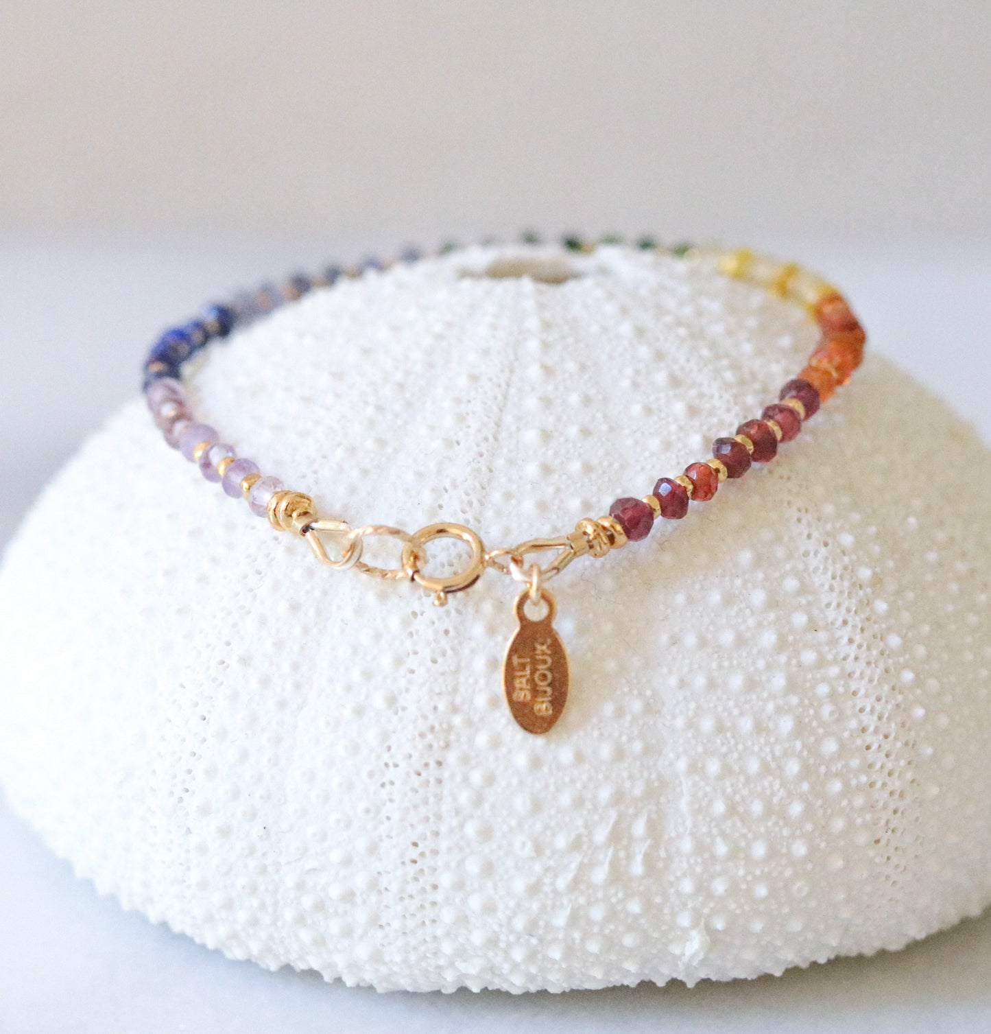 Rainbow Gemstone Bracelet: Handmade Karen Hill Tribe Gold Vermeil Jewelry