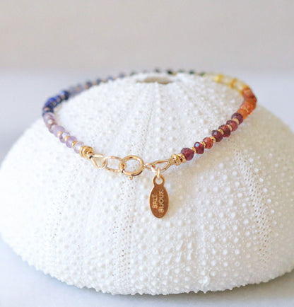 Rainbow Gemstone Bracelet: Handmade Karen Hill Tribe Gold Vermeil Jewelry