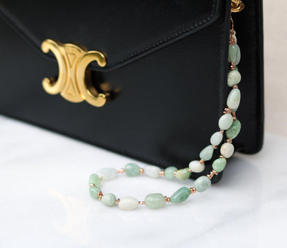 Jade Bag Charm: Karen Hill Tribe Beads, Gold Vermeil Accents