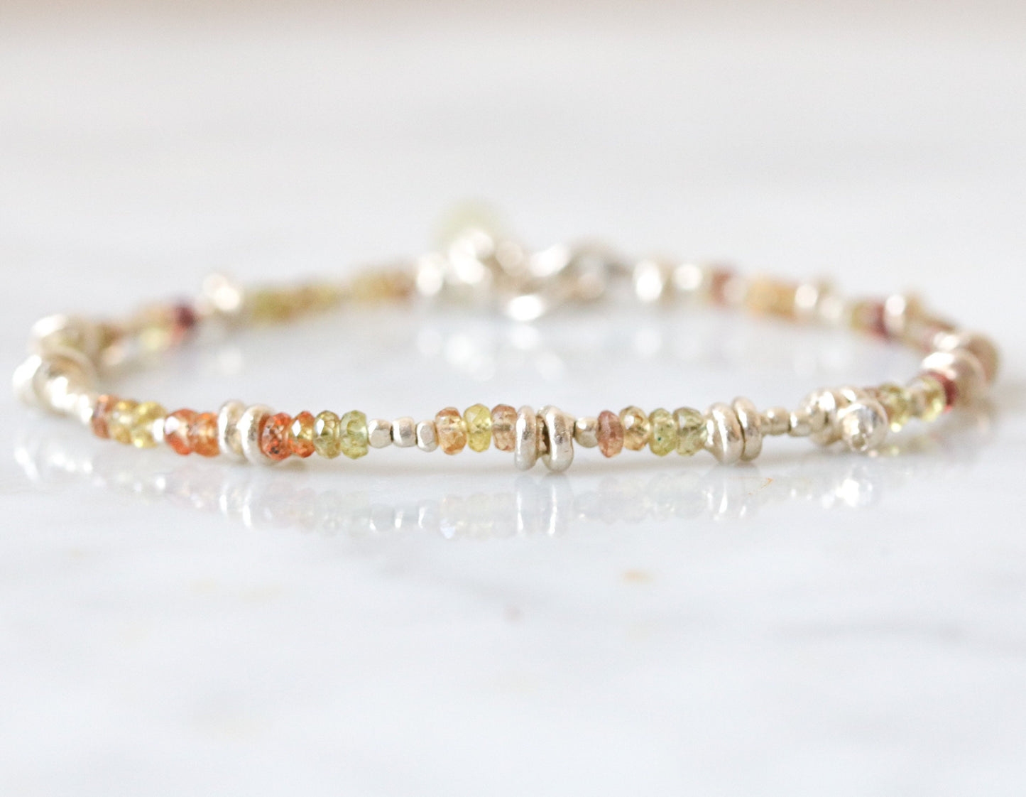 Karen Hill Tribe Silver Nugget Bracelet: Tundra Sapphire, Handmade in Paris