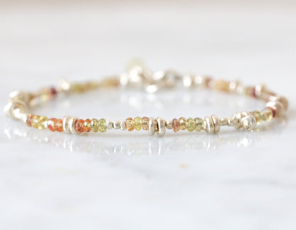 Karen Hill Tribe Silver Nugget Bracelet: Tundra Sapphire, Handmade in Paris