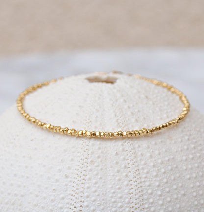 Karen Hill Tribe Gold Vermeil Nugget Bead Bracelet: Handmade Stacking Jewelry