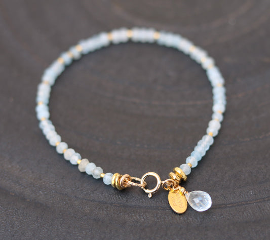 Aquamarine Bracelet: Karen Hill Tribe Gold Vermeil Nugget Beads