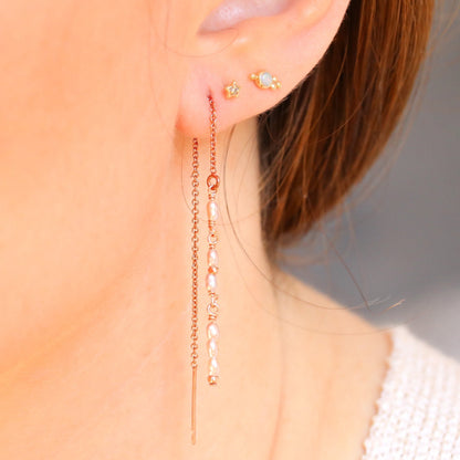 Handmade Freshwater Pearl Threader Earrings: Gold Fill, Rose Gold, or Sterling Silver