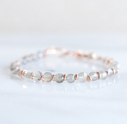Labradorite Bracelet: Karen Hill Tribe Rose Gold Vermeil, Handmade