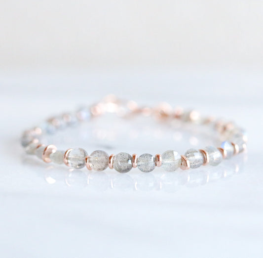 Labradorite Bracelet: Karen Hill Tribe Rose Gold Vermeil, Handmade