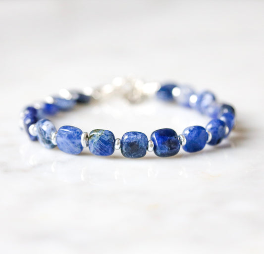Blue Sodalite Bracelet: Karen Hill Tribe Silver, Faceted Gemstone