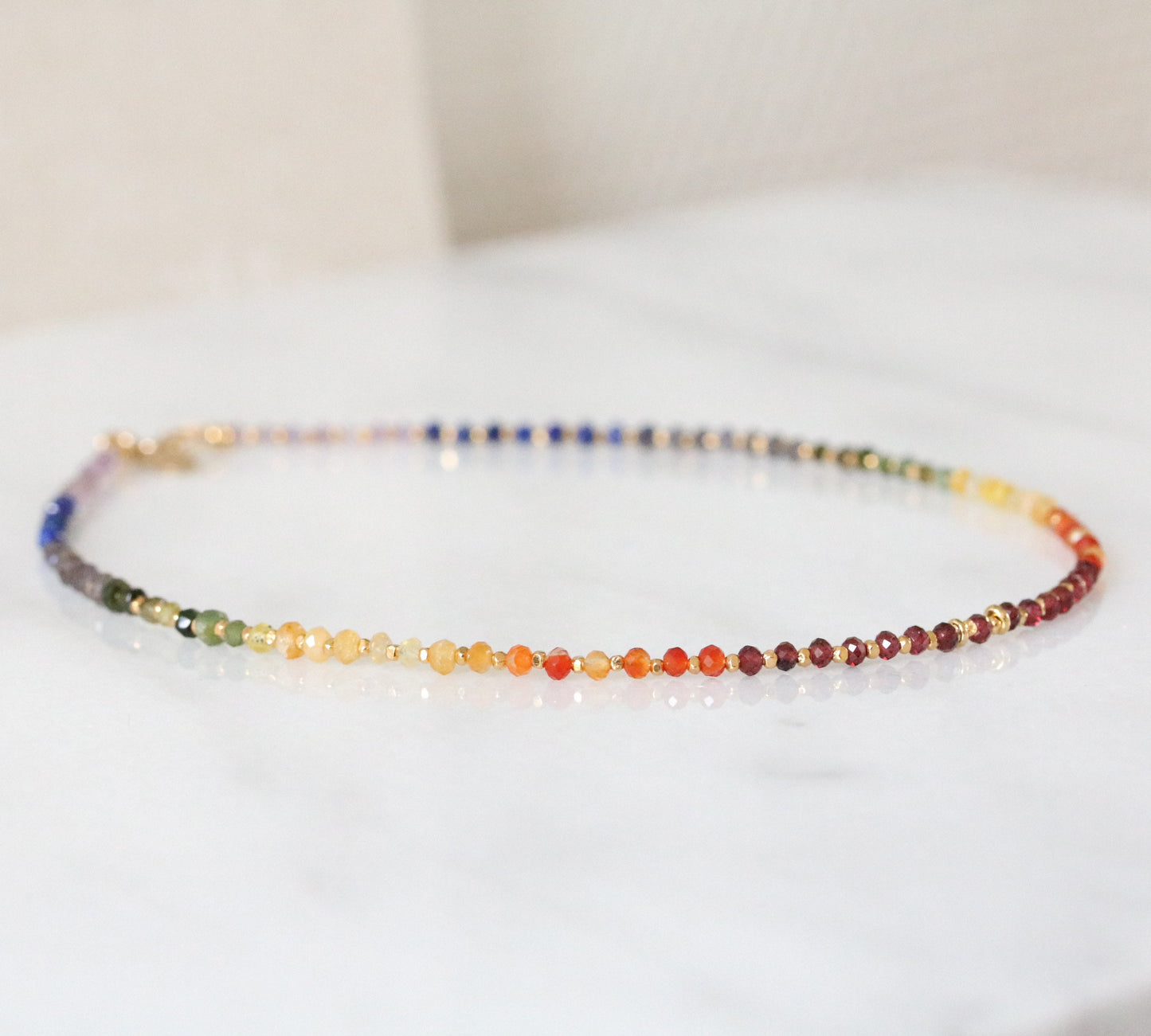 Rainbow Gemstone Necklace: Handmade Karen Hill Tribe Gold Vermeil Jewelry