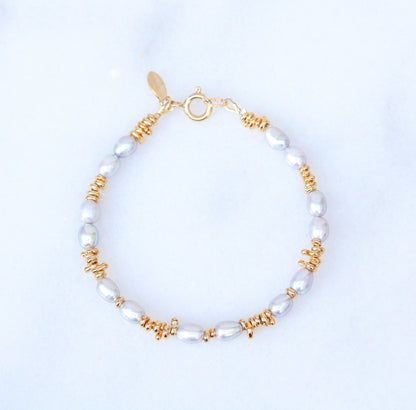Freshwater Pearl Bracelet: Gold Vermeil Nugget Bead, June Birthstone