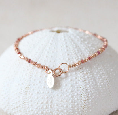 Handmade Rose Gold Vermeil Bracelet: Sapphire Nugget Bead Stacking Bracelet