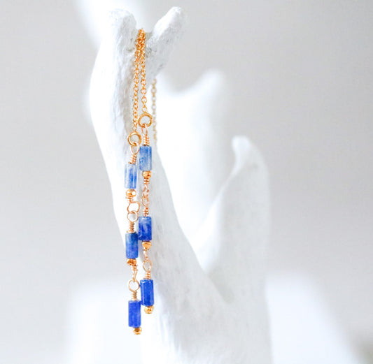 Handmade Sodalite Threader Earrings: Gold Fill, Rose Gold, or Sterling Silver