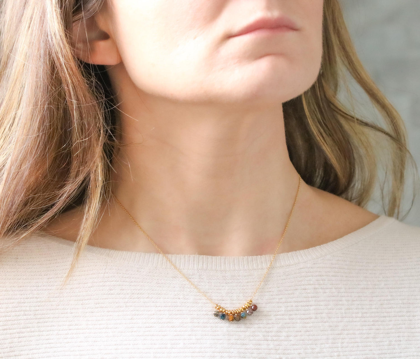 Faceted Pietersite Gemstone Necklace: 14k Gold Filled Charm