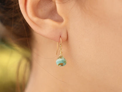 Peruvian Opal Earrings, Gold Filled Drop Earrings, Green Opal Earrings, Natural Gemstone Earrings, Handmade Gift for Her