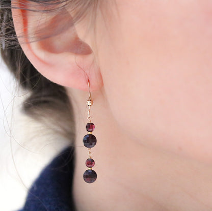 Garnet Dangle Earrings: Gold Vermeil Karen Hill Tribe Beads, January Birthstone