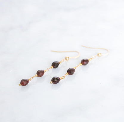 Handmade Garnet Olive Drop Earrings: 14k Gold Fill Dangle Jewelry