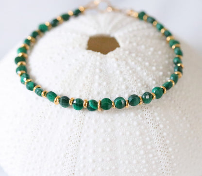 Malachite Bracelet: Karen Hill Tribe Gold Vermeil, Gold Fill