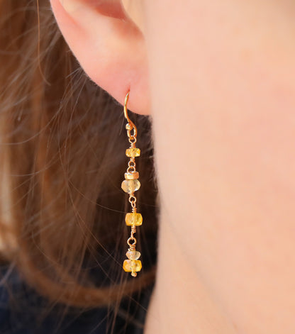 Handmade Yellow Topaz Gold Filled Earrings: Unique Dangle Jewelry