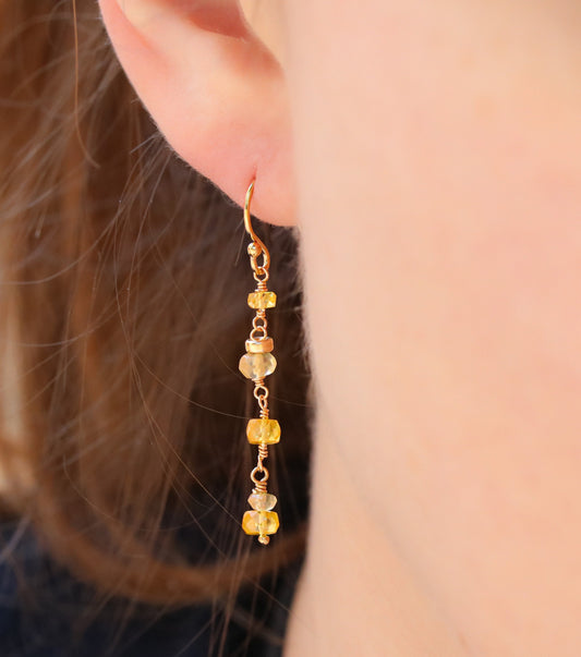 Handmade Yellow Topaz Gold Filled Earrings: Unique Dangle Jewelry