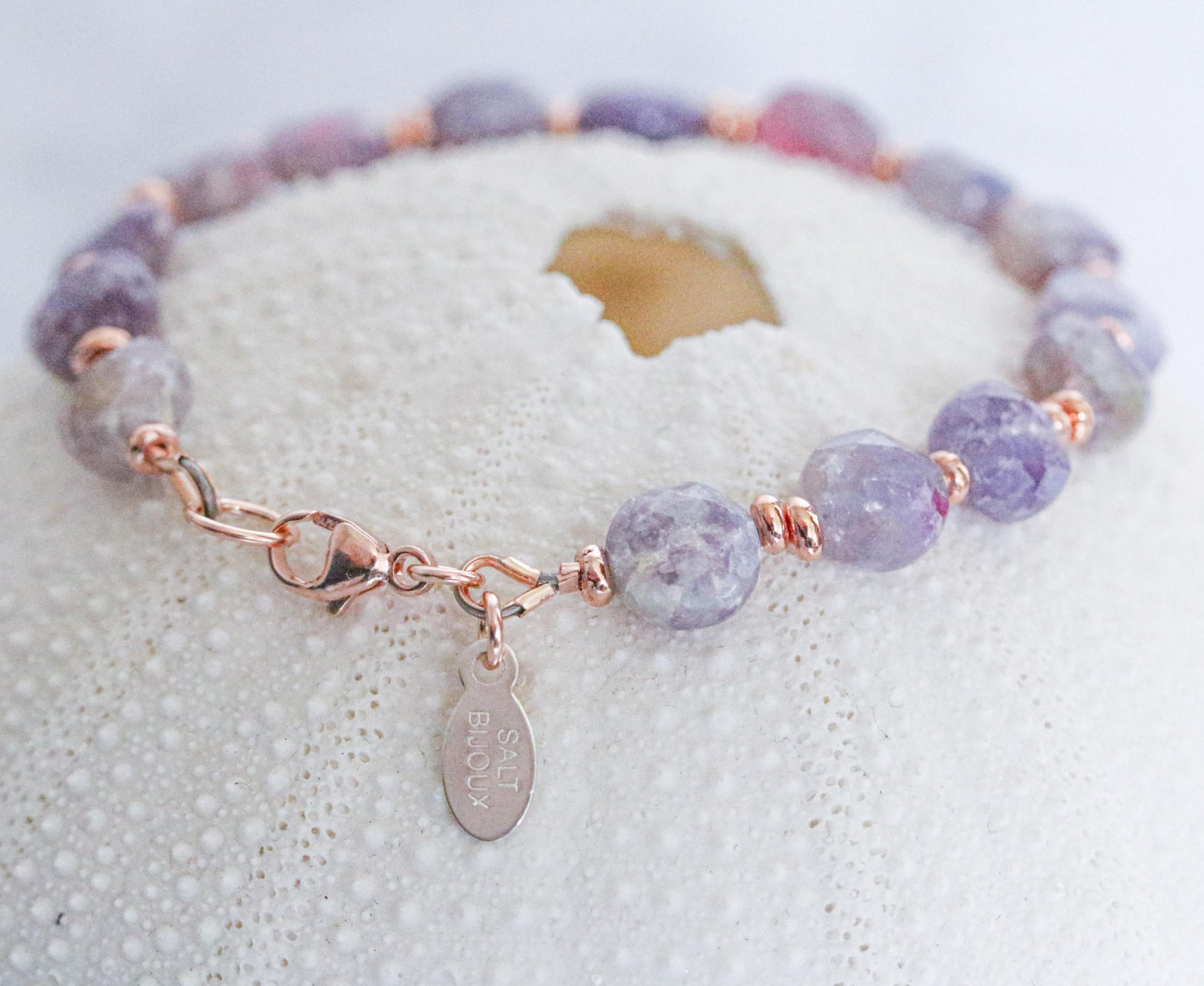 Plum Flower Tourmaline Bracelet: Karen Hill Tribe Gold Fill, Faceted Gemstone
