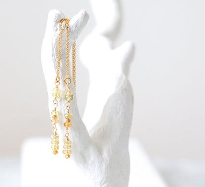 Handmade Faceted Citrine Threader Earrings, Gold Fill, November Birthstone