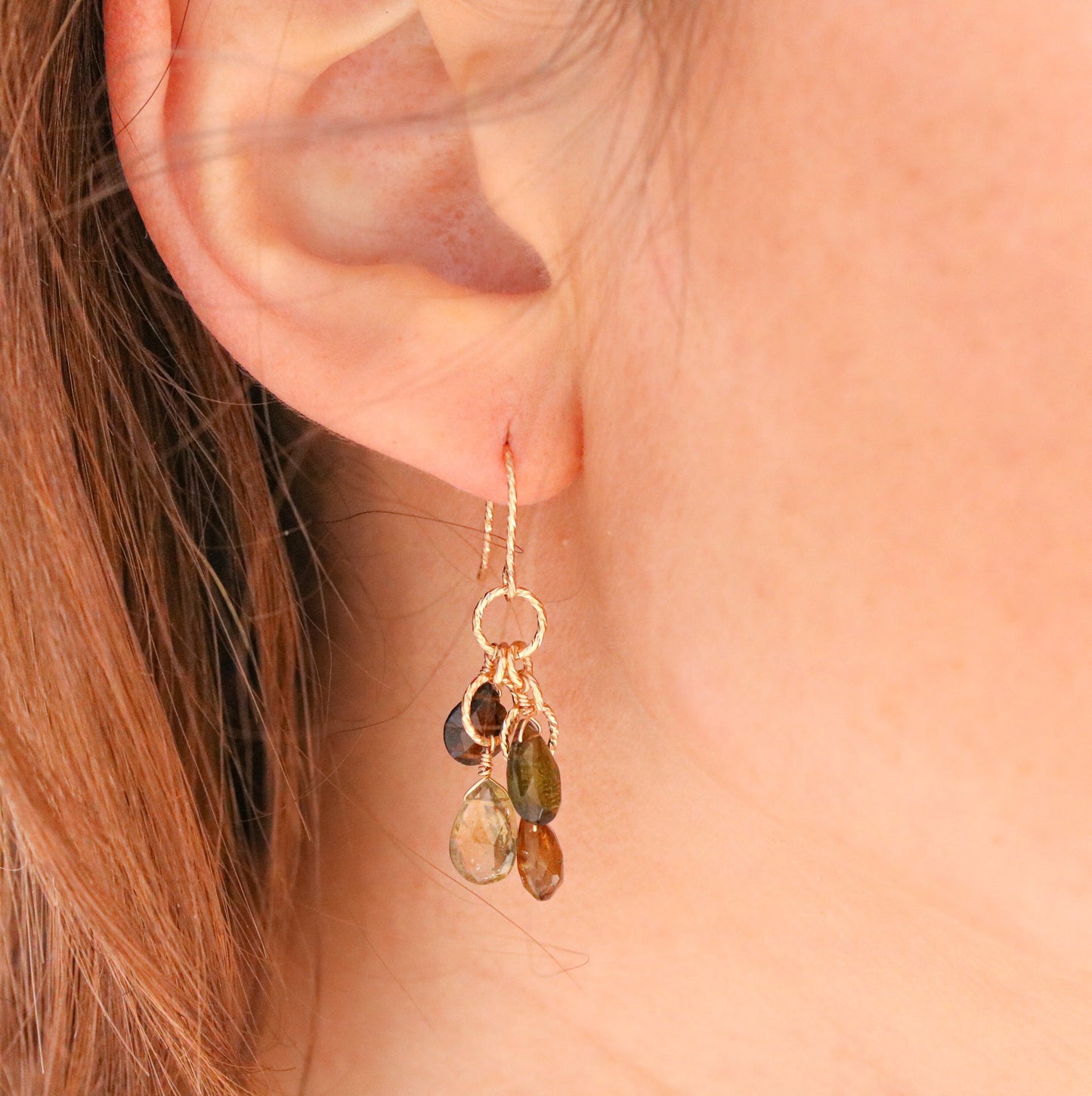Faceted Tourmaline Teardrop Earrings: 14 Carat Gold Fill, October Birthstone