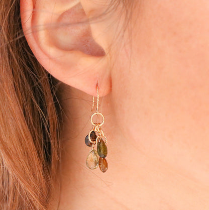 Faceted Tourmaline Teardrop Earrings: 14 Carat Gold Fill, October Birthstone