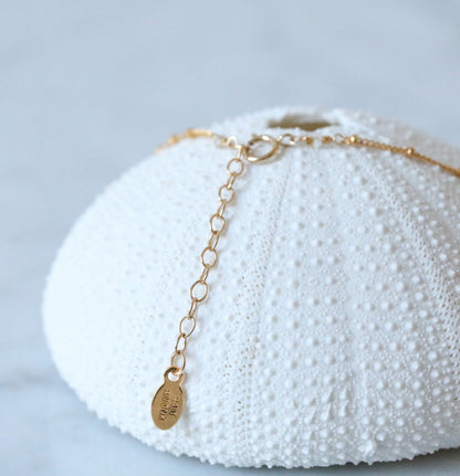Handmade Rutilated Quartz Gold Ball Chain Necklace - Asymmetric Design