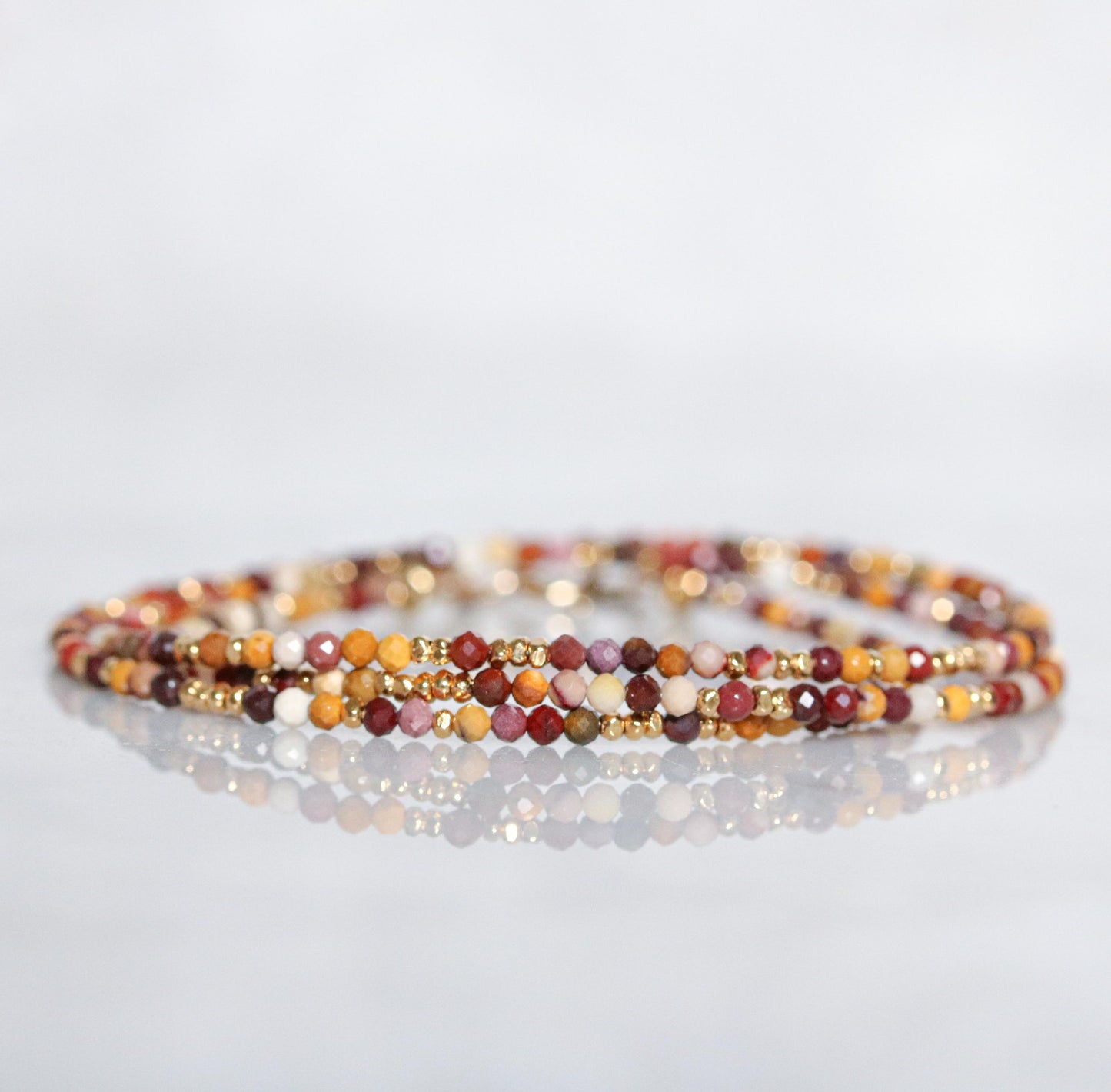 Handmade Mookaite Jasper Wrap Bracelet: Karen Hill Tribe Gold Vermeil