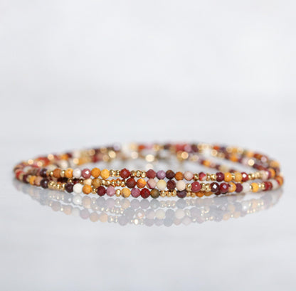 Handmade Mookaite Jasper Wrap Bracelet: Karen Hill Tribe Gold Vermeil