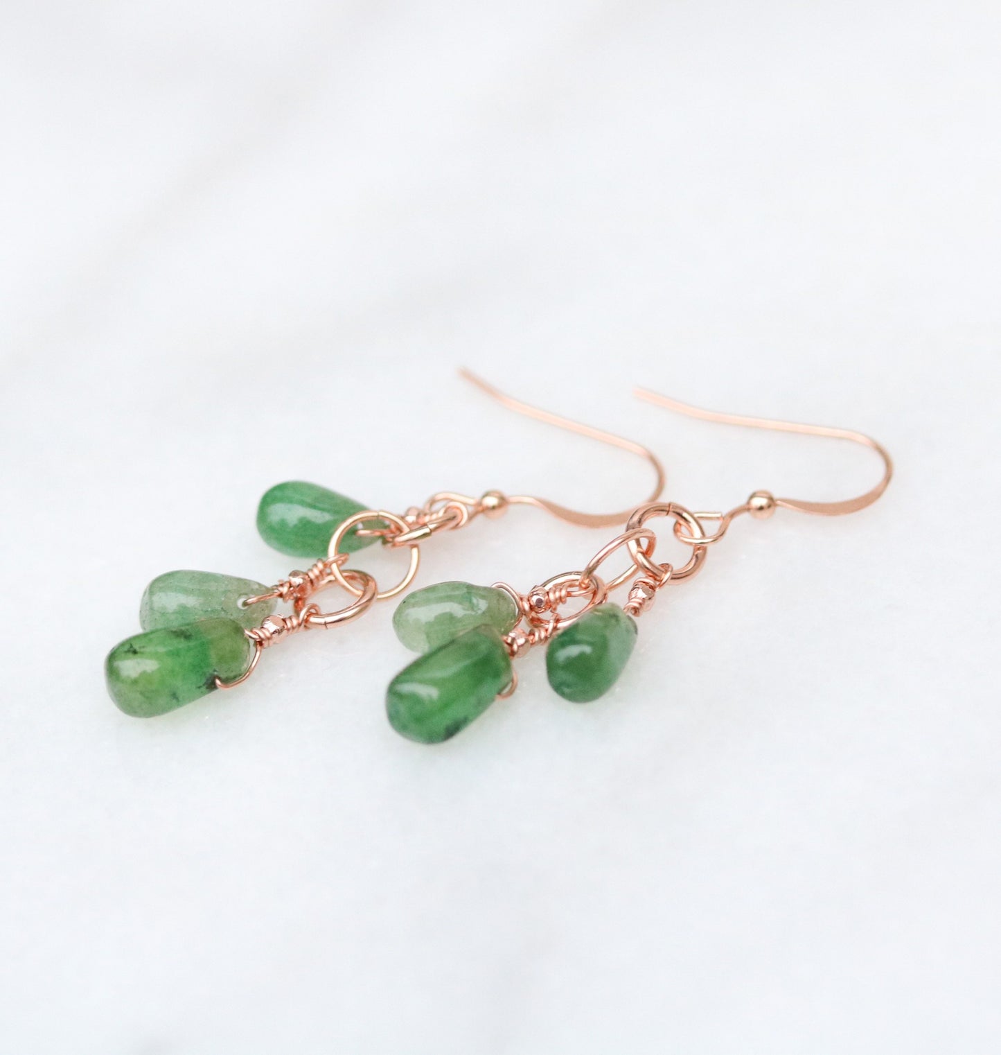 Aventurine Drop Earrings: Rose Gold Karen Hill Tribe Beads