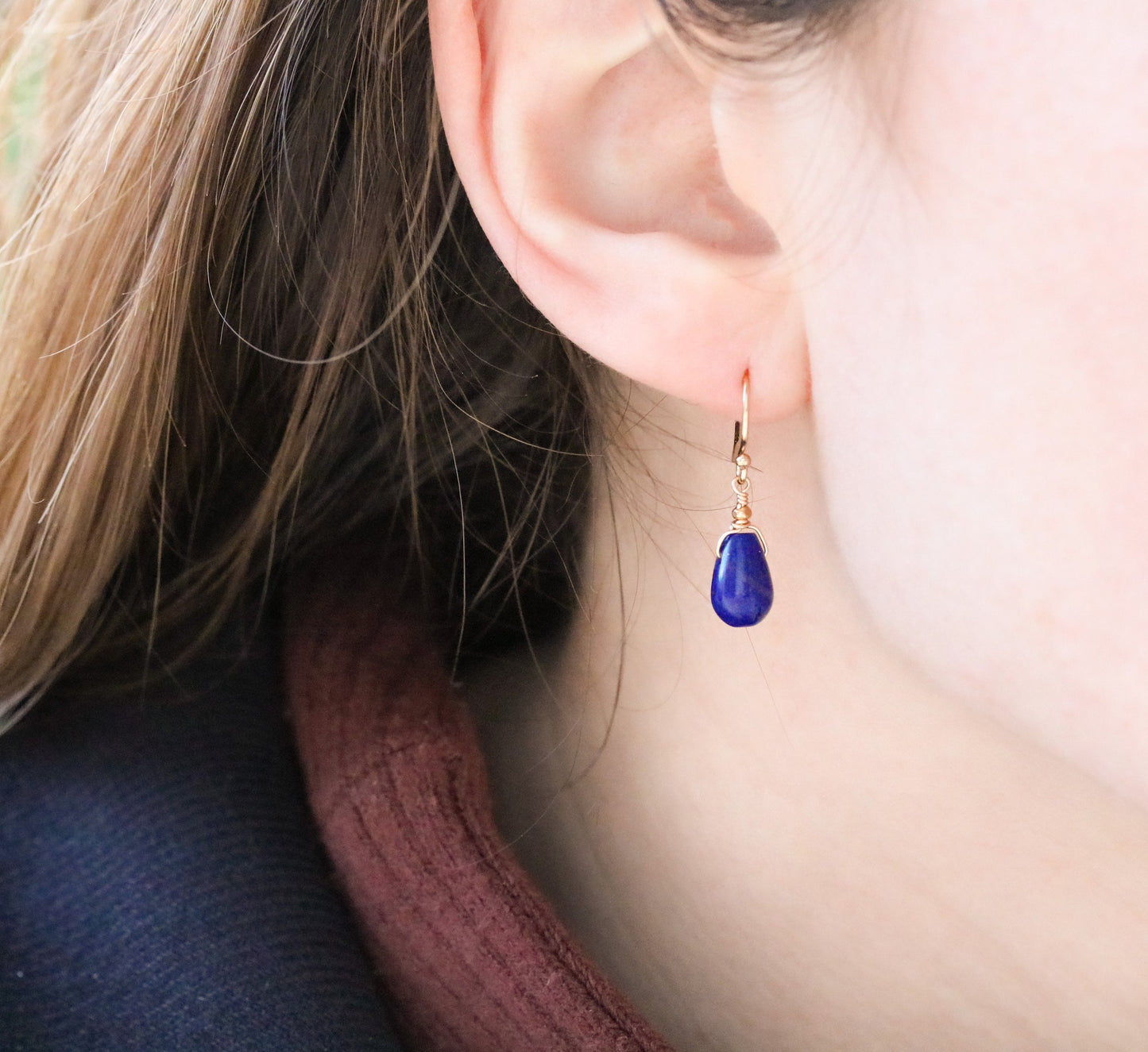 Lapis Lazuli Drop Earrings: Karen Hill Gold, September Birthstone