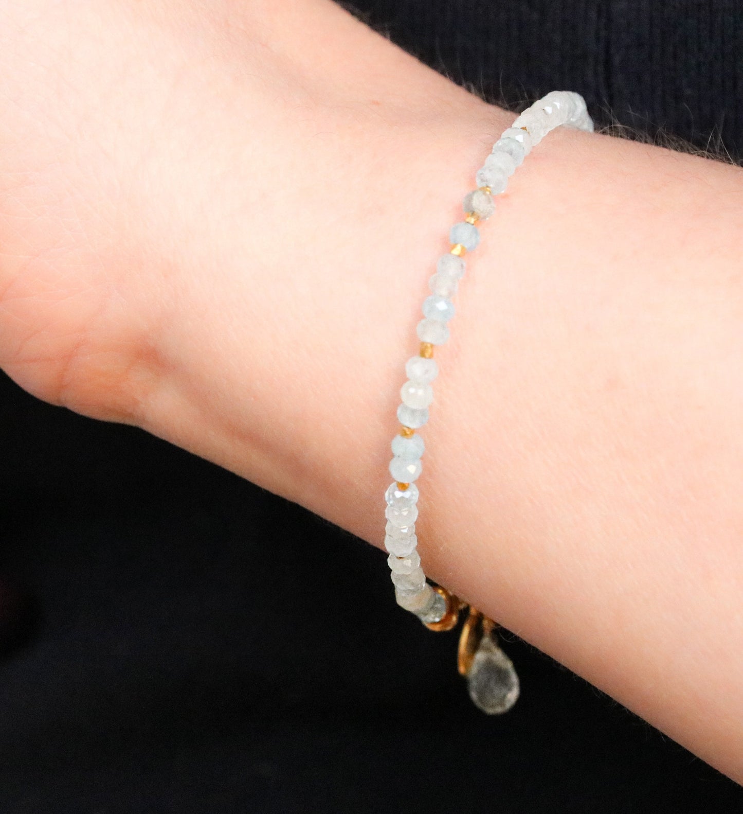 Aquamarine Bracelet: Karen Hill Tribe Gold Vermeil Nugget Beads